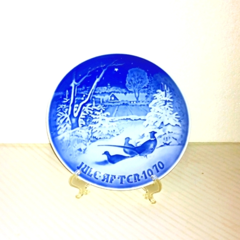 B & G Pheasants in the Snow at Christmas 1970 plate